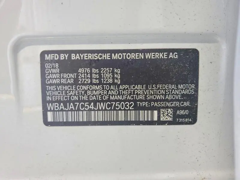 2018 BMW 530 XI  
