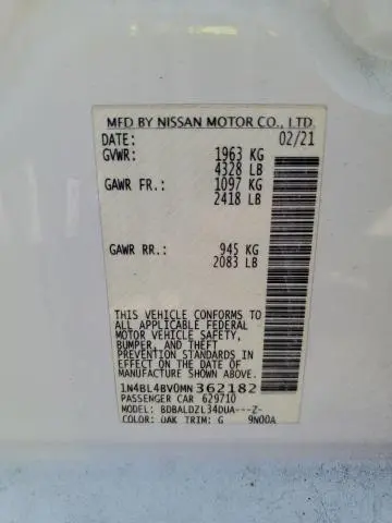 2021 NISSAN ALTIMA S