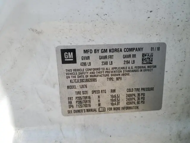 2018 CHEVROLET TRAX 1LT  