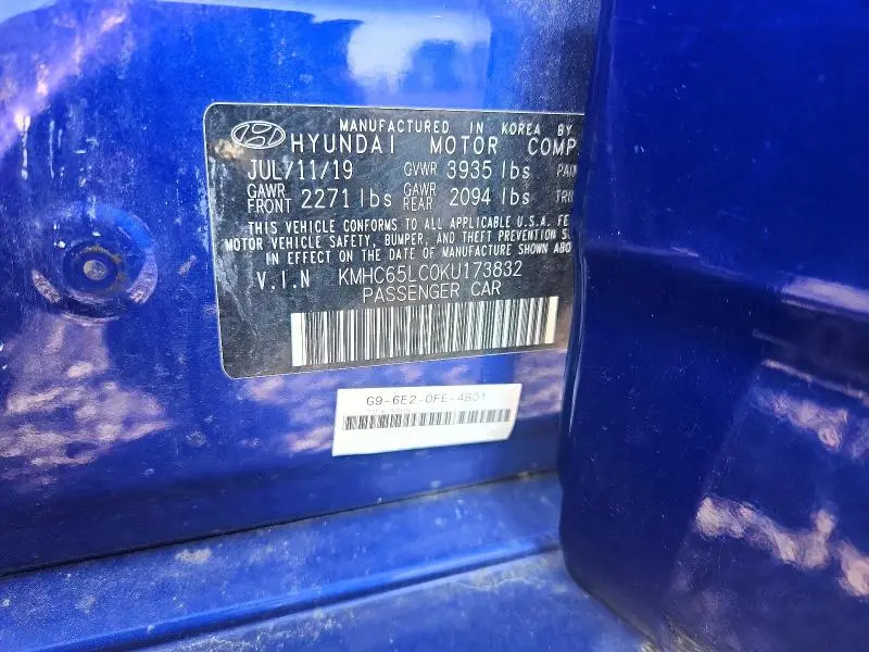 2019 HYUNDAI IONIQ BLUE  