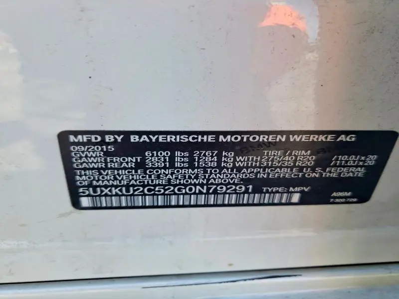 2016 BMW X6 XDRIVE35I  
