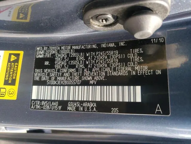 2011 TOYOTA HIGHLANDER LIMITED  