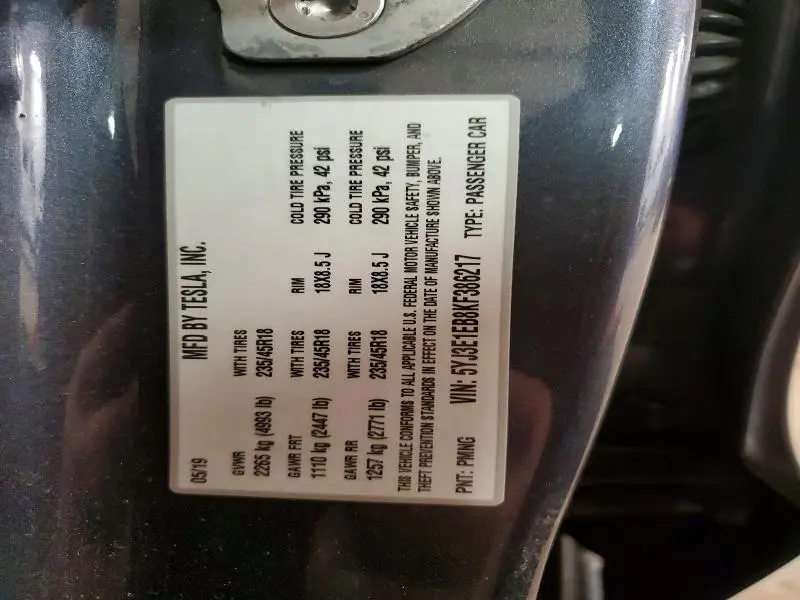 2019 TESLA MODEL 3   