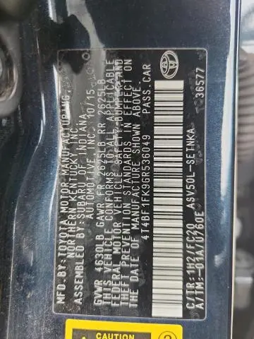 2016 TOYOTA CAMRY LE  