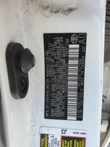 2011 TOYOTA COROLLA BASE  