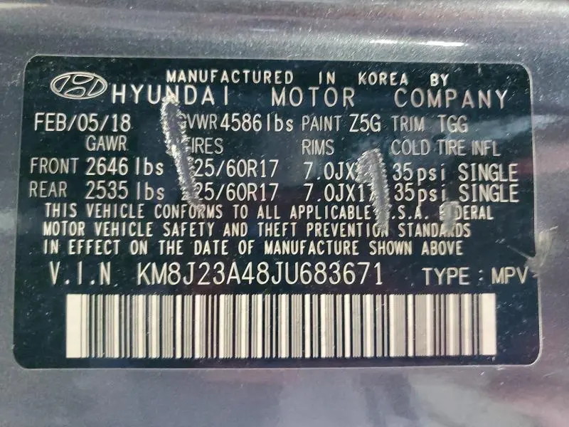 2018 HYUNDAI TUCSON SE  