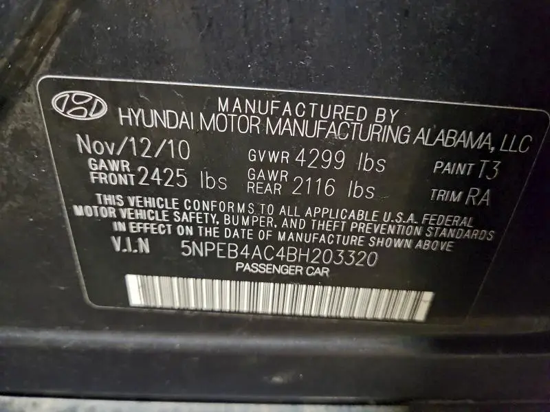 2011 HYUNDAI SONATA GLS  