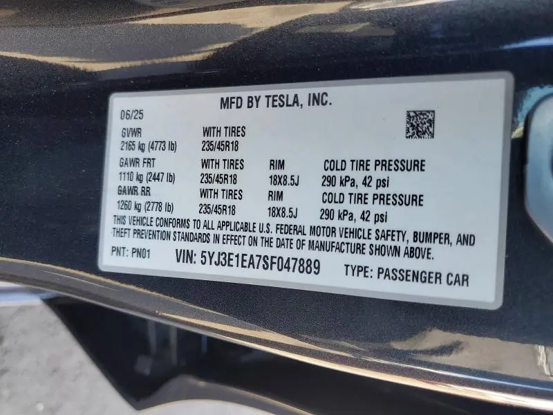 2025 TESLA MODEL 3   