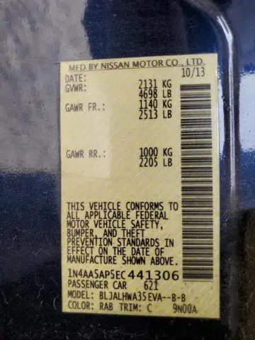 2014 NISSAN MAXIMA S  