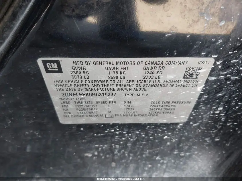 2017 CHEVROLET EQUINOX LT