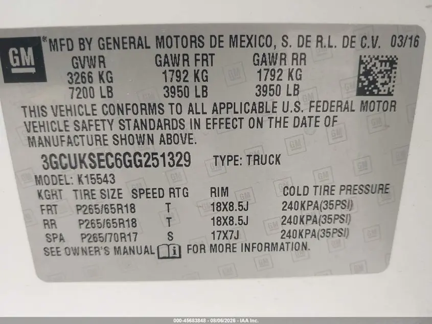 2016 CHEVROLET SILVERADO 1500 LTZ