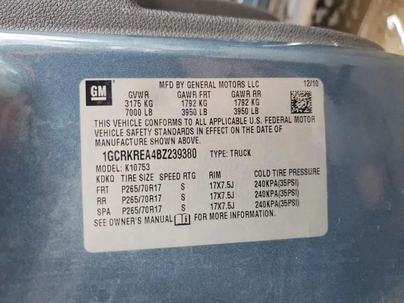 2011 CHEVROLET SILVERADO K1500 LS  