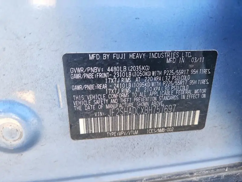 2011 SUBARU FORESTER 2.5X PREMIUM  