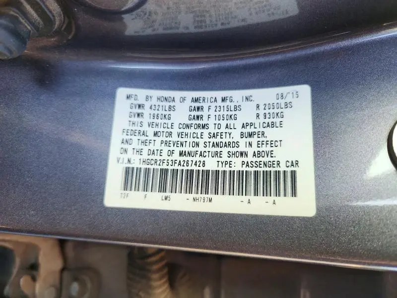 2015 HONDA ACCORD SPORT  