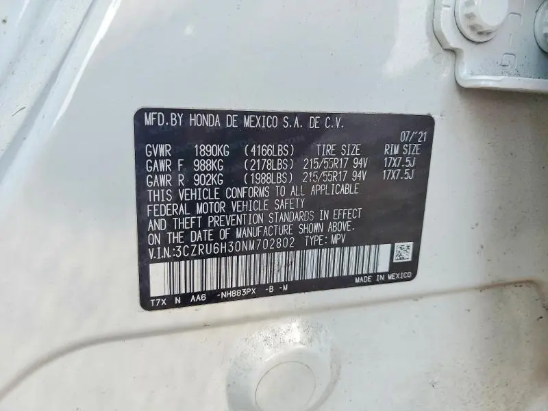 2022 HONDA HR-V LX  