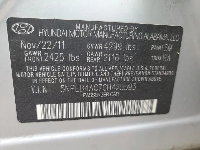 2012 HYUNDAI SONATA GLS  