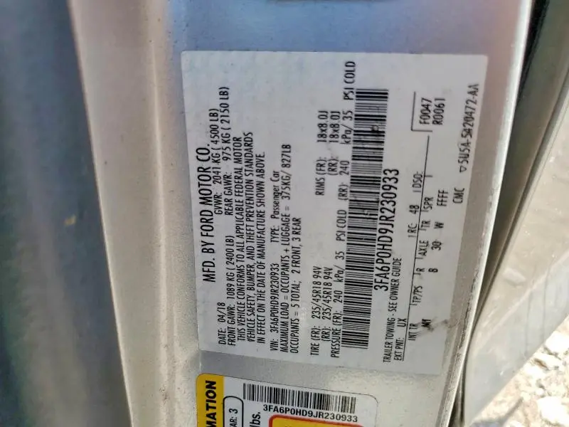 2018 FORD FUSION SE  