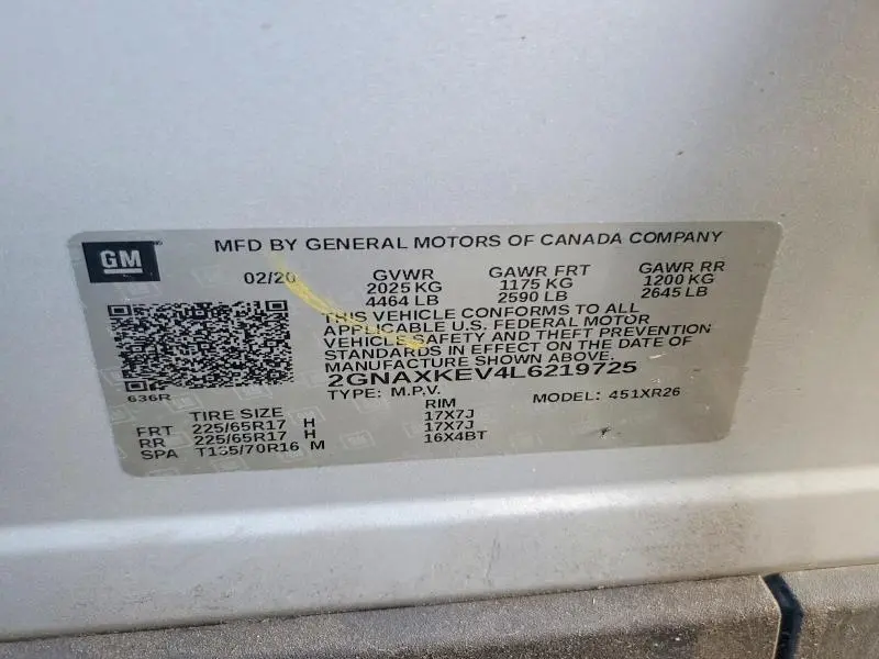 2020 CHEVROLET EQUINOX LT  