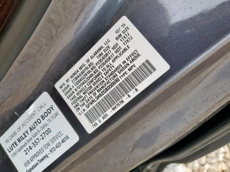 2016 HONDA ODYSSEY EXL  