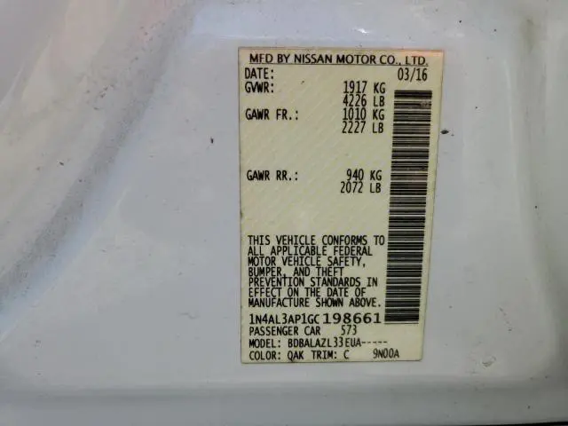 2016 NISSAN ALTIMA 2.5  