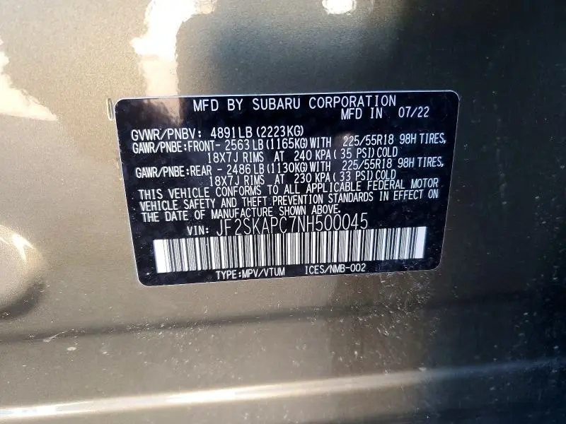 2022 SUBARU FORESTER LIMITED  