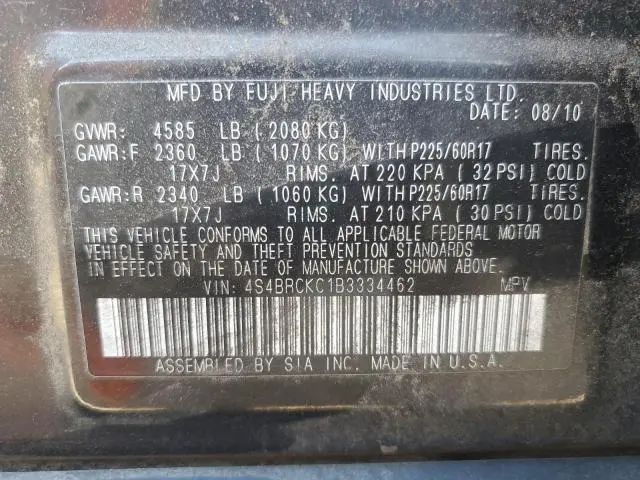 2011 SUBARU OUTBACK 2.5I LIMITED  