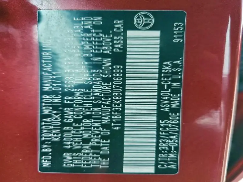 2011 TOYOTA CAMRY BASE  