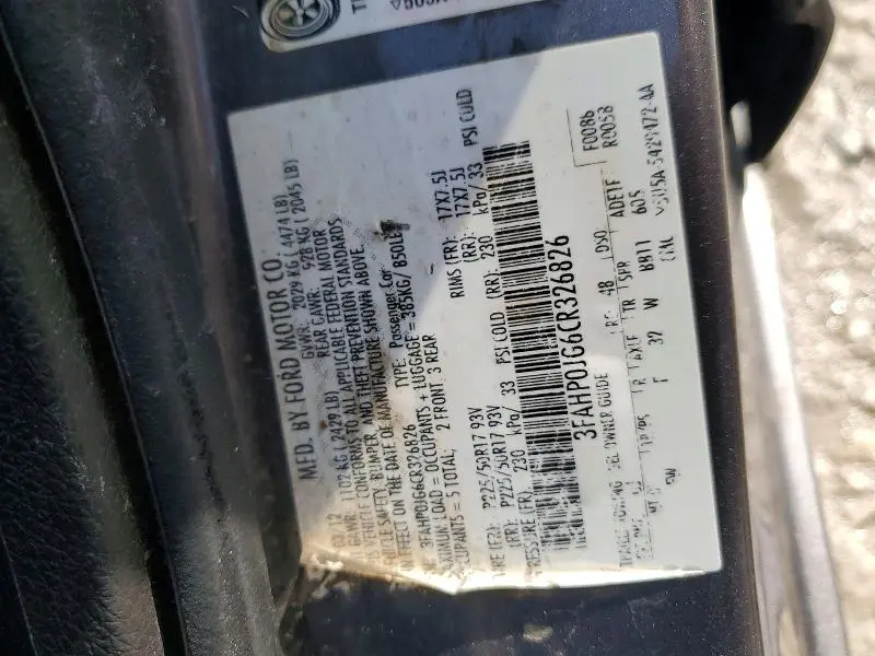 2012 FORD FUSION SEL  