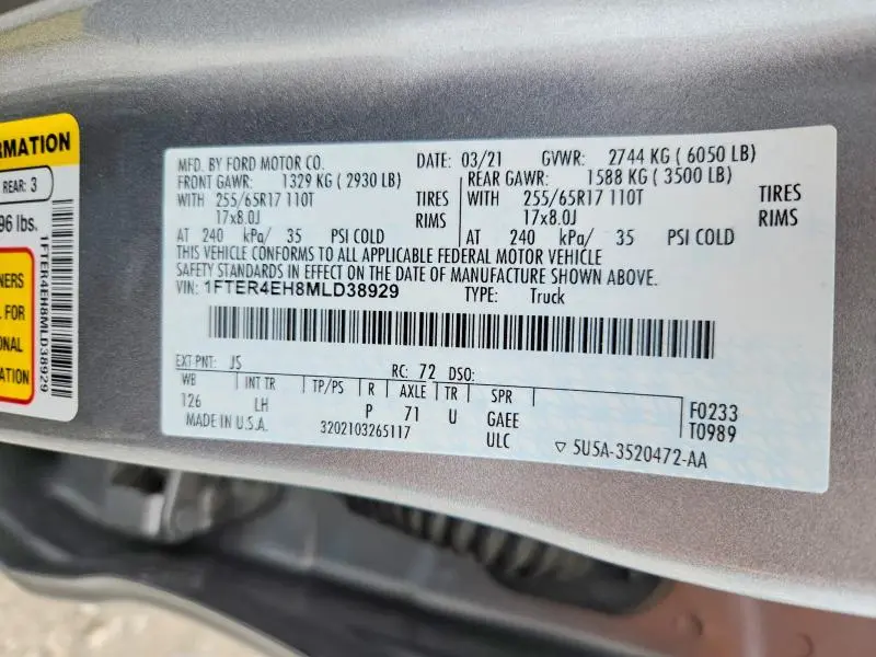 2021 FORD RANGER XL  