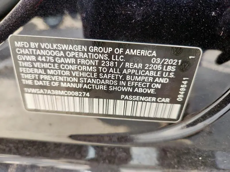 2021 VOLKSWAGEN PASSAT SE  