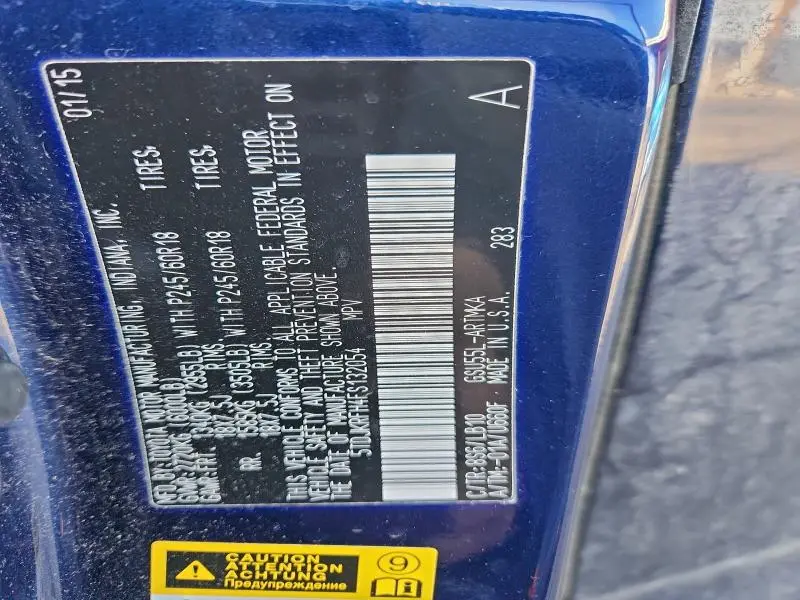 2015 TOYOTA HIGHLANDER XLE  