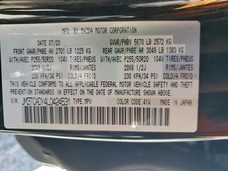 2020 MAZDA CX-9 GRAND TOURING  