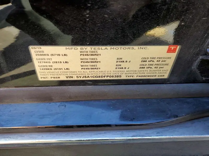 2013 TESLA MODEL S   
