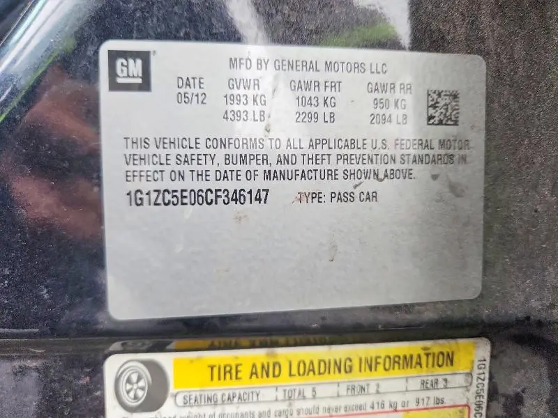2012 CHEVROLET MALIBU 1LT  