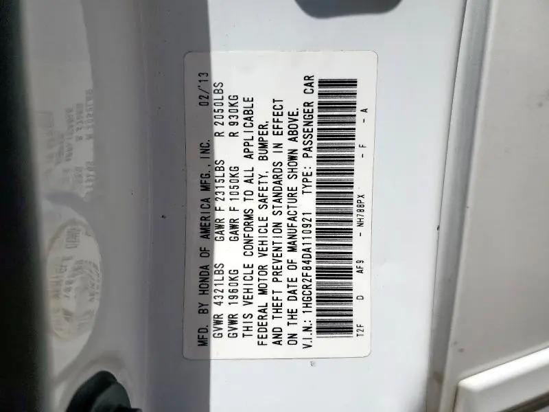 2013 HONDA ACCORD EXL  