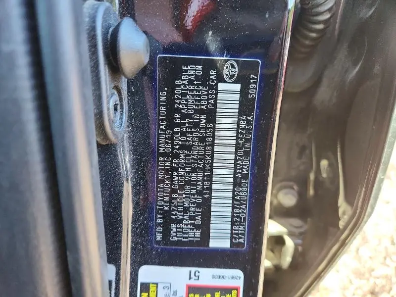 2019 TOYOTA CAMRY LE  