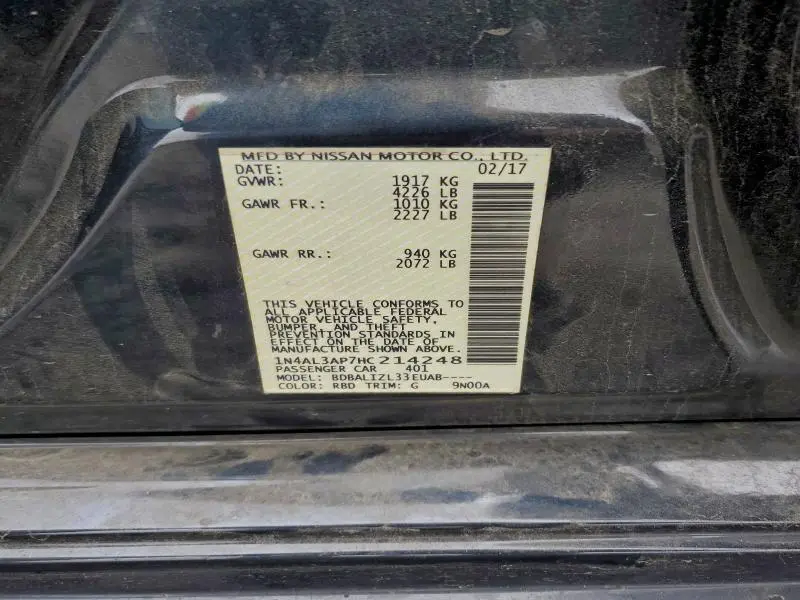 2017 NISSAN ALTIMA 2.5  