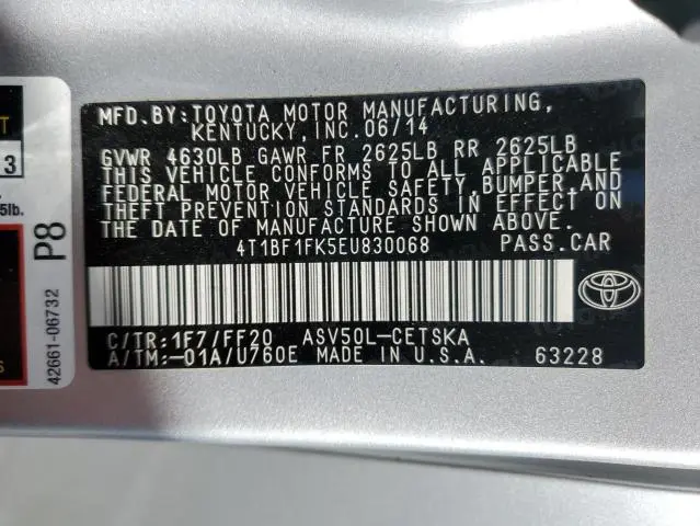 2014 TOYOTA CAMRY L  