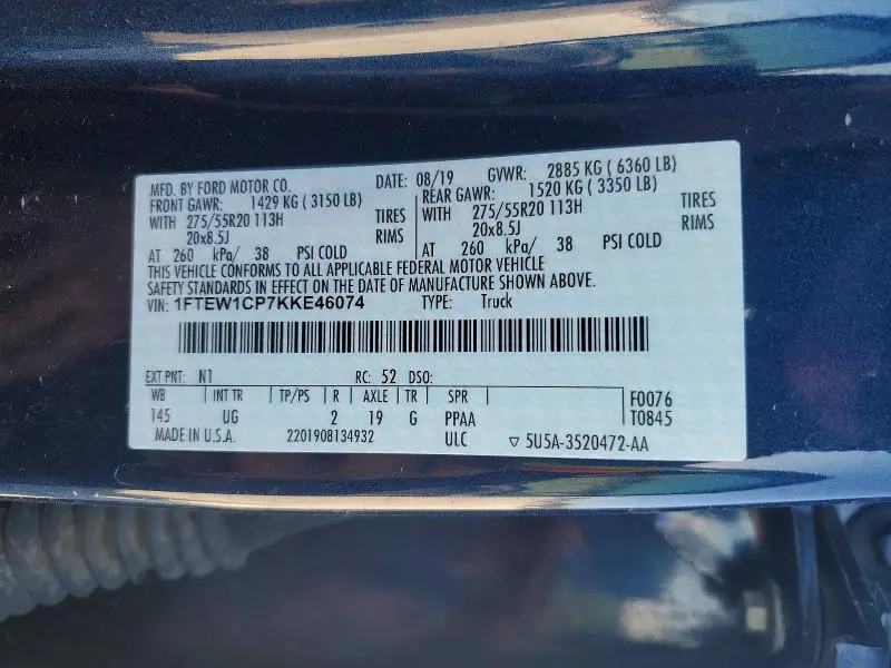 2019 FORD F150 SUPERCREW  