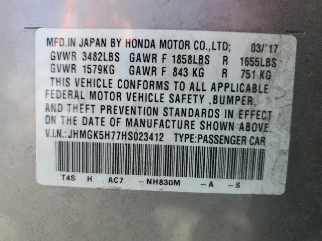 2017 HONDA FIT EX