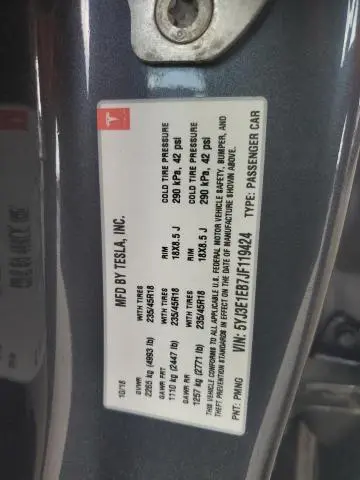2018 TESLA MODEL 3   