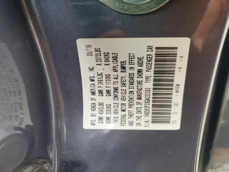 2016 HONDA ACCORD EXL  