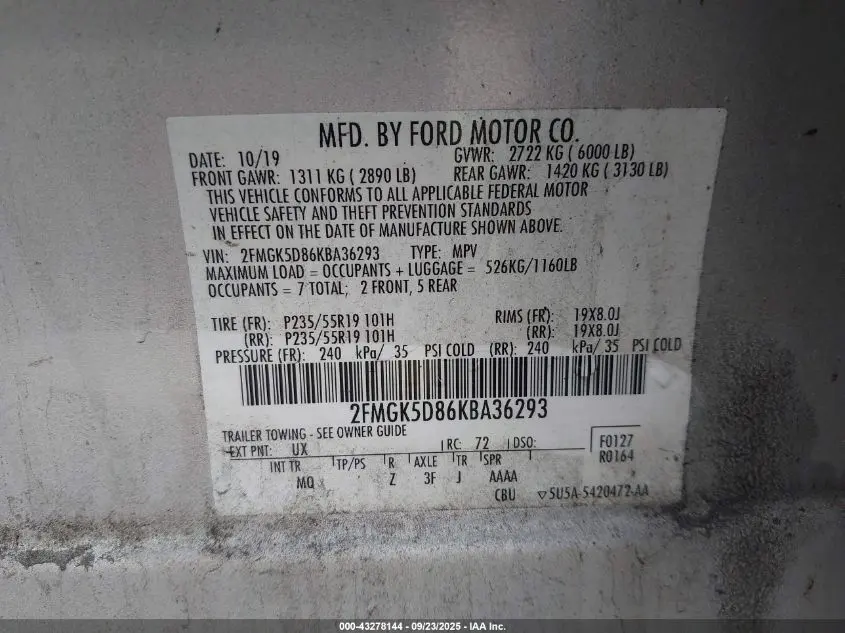 2019 FORD FLEX LIMITED