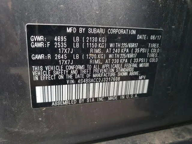 2018 SUBARU OUTBACK 2.5I PREMIUM  