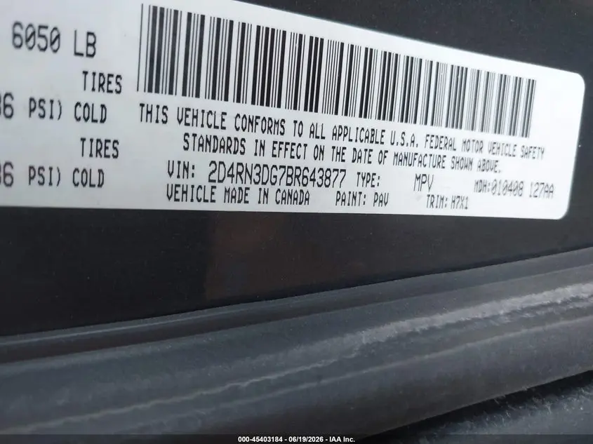 2011 DODGE GRAND CARAVAN MAINSTREET