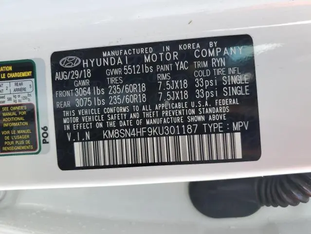 2019 HYUNDAI SANTA FE XL SE  