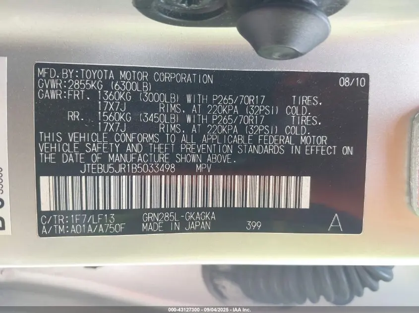 2011 TOYOTA 4RUNNER SR5 V6