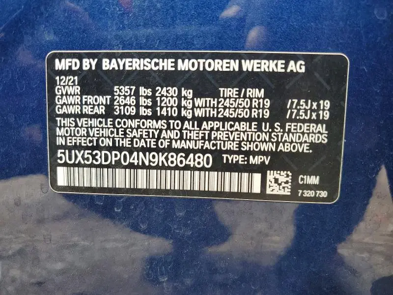 2022 BMW X3 XDRIVE30I  
