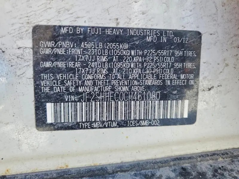 2012 SUBARU FORESTER LIMITED  