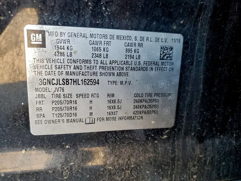 2017 CHEVROLET TRAX 1LT  